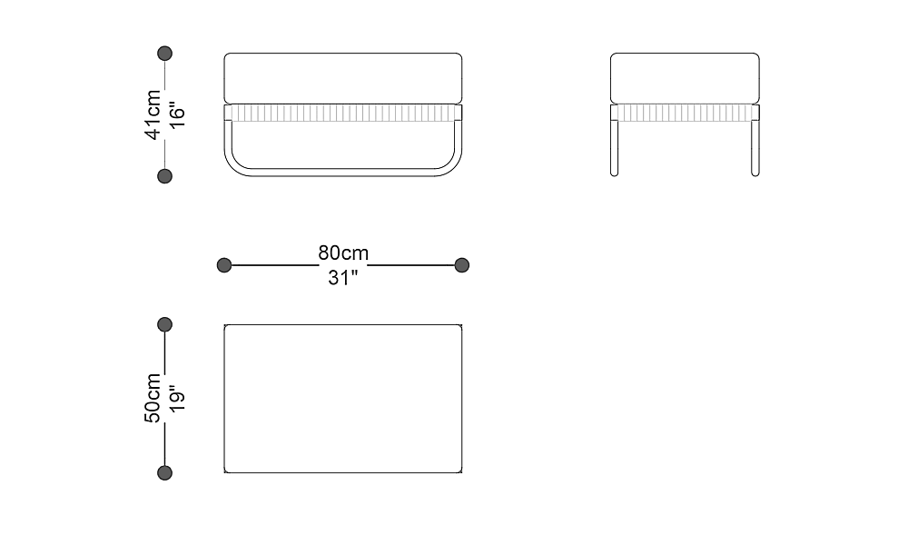 Image of the main dimensions of the product